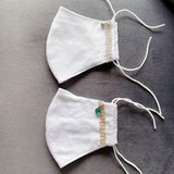 コットンオリジナルマスク ラメレース ストーン付き 2個セット