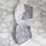 コットンオリジナルマスク グレイのサイドレース 2個セット 大きめサイズ