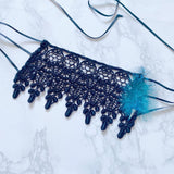 レースアイマスク シャンデリア×ブルーフェザー