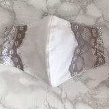 コットンオリジナルマスク グレイのサイドレース 2個セット 大きめサイズ